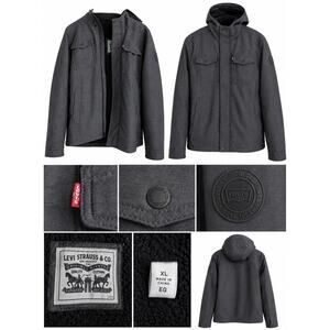 Levi’s Hooded Sherpa-Lined Utility Jacket Charcoal Gray Men’s XL